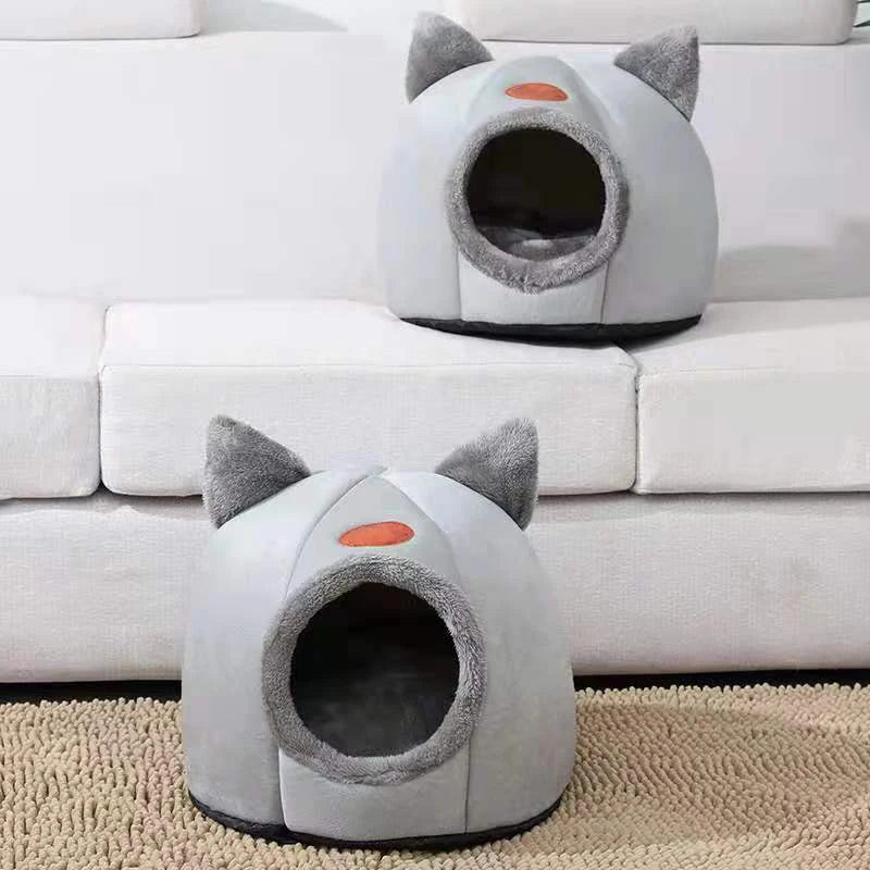 Deep Sleep Winter Cat Bed – Cozy Cave Nest for Cats & Small Dogs