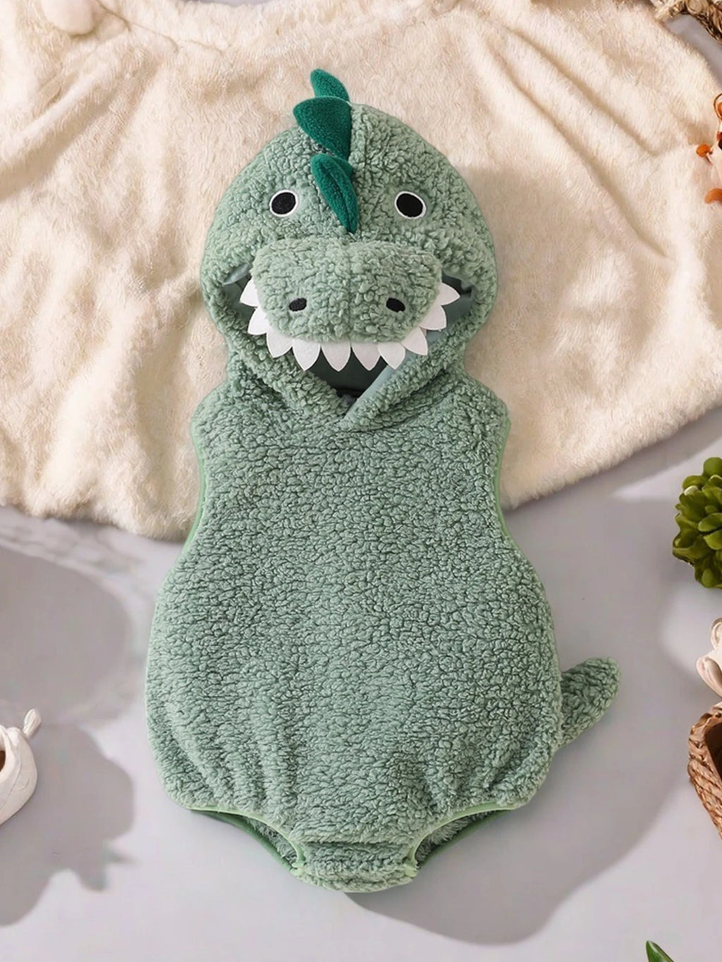Little Dino Baby Hooded Romper