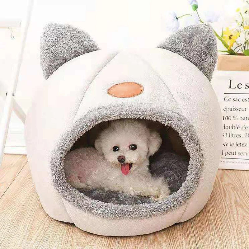 Deep Sleep Winter Cat Bed – Cozy Cave Nest for Cats & Small Dogs