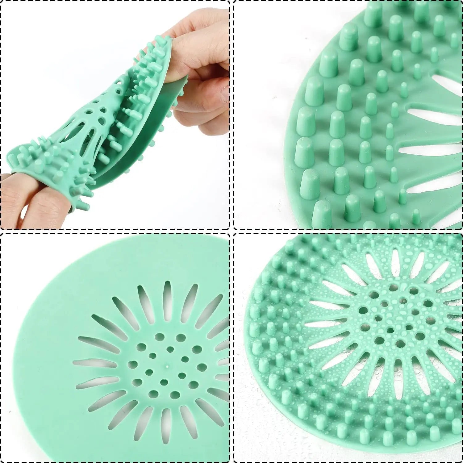 Silicone Drain Hair Catcher with Suction Cup Shower Bathtub Drain Strainer Hair Filter Drain Sink Strainer Bathroom Accessories
