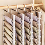Multi-Layer Pants Hanger – Space-Saving Closet Organizer with Non-Slip Clips