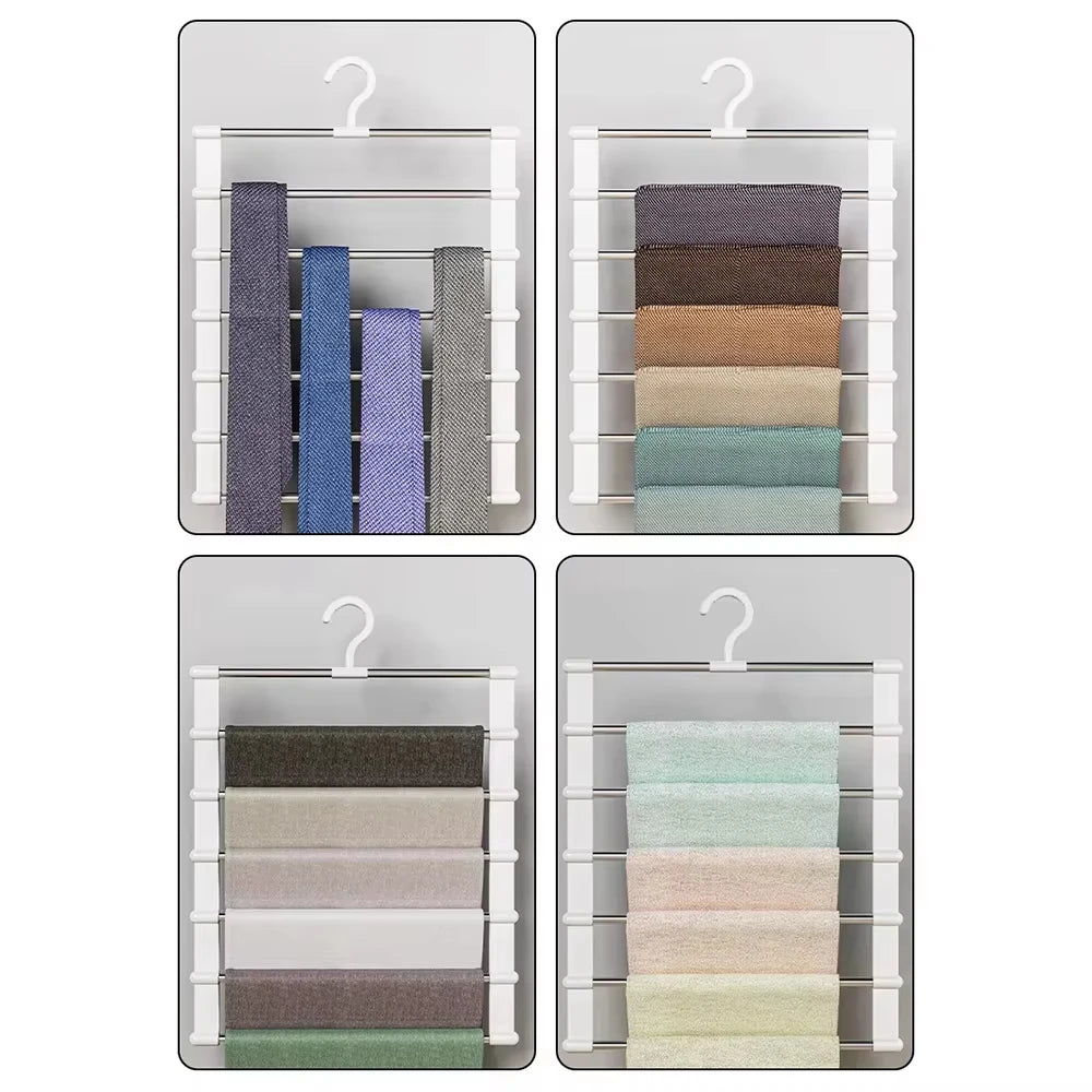 Multi-Layer Pants Hanger – Space-Saving Closet Organizer with Non-Slip Clips