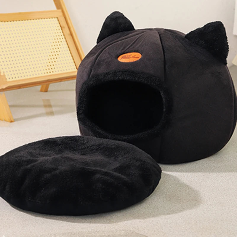 Deep Sleep Winter Cat Bed – Cozy Cave Nest for Cats & Small Dogs