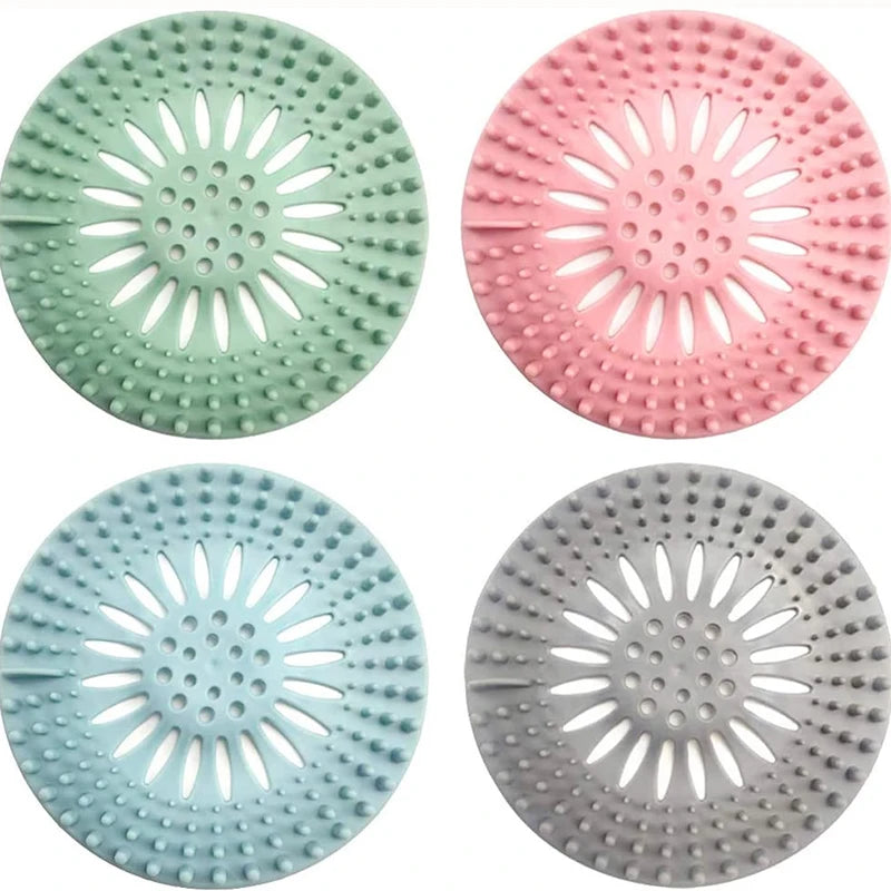 Silicone Drain Hair Catcher with Suction Cup Shower Bathtub Drain Strainer Hair Filter Drain Sink Strainer Bathroom Accessories