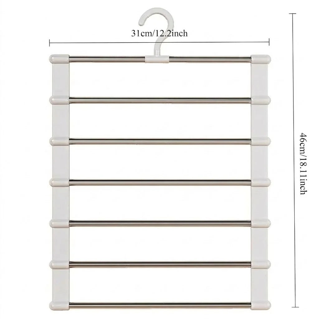 Multi-Layer Pants Hanger – Space-Saving Closet Organizer with Non-Slip Clips