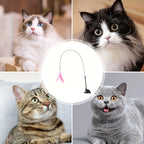 Interactive Cat Feather Wand Toy with Bell & Suction Cup