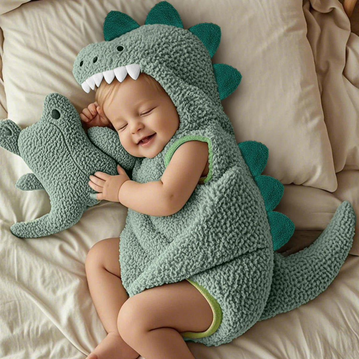 Little Dino Baby Hooded Romper