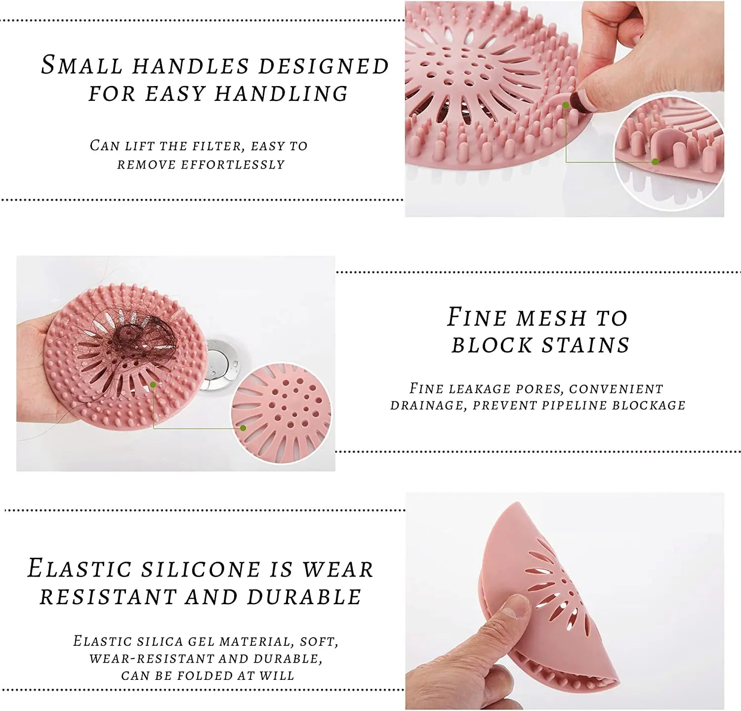 Silicone Drain Hair Catcher with Suction Cup Shower Bathtub Drain Strainer Hair Filter Drain Sink Strainer Bathroom Accessories