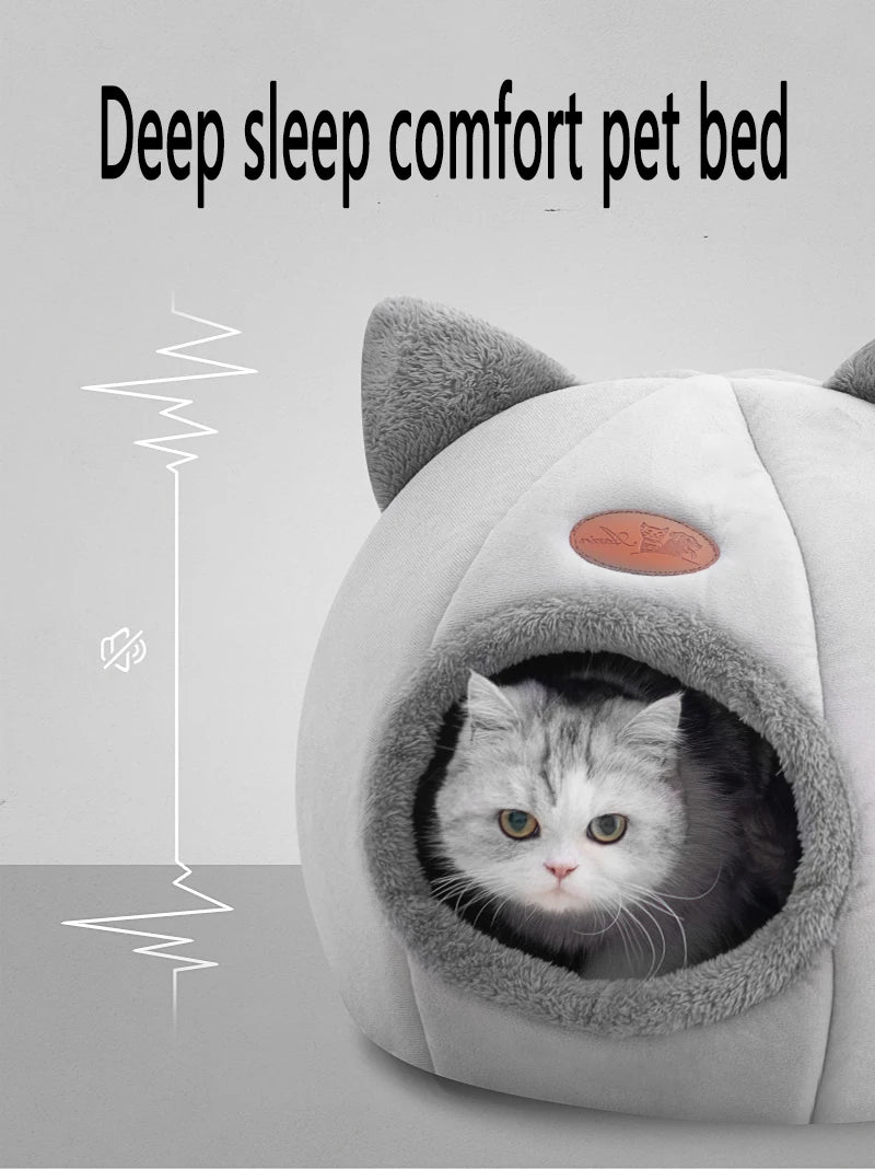 Deep Sleep Winter Cat Bed – Cozy Cave Nest for Cats & Small Dogs