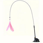 Interactive Cat Feather Wand Toy with Bell & Suction Cup