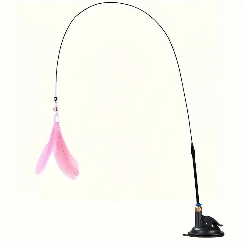 Interactive Cat Feather Wand Toy with Bell & Suction Cup