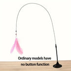 Interactive Cat Feather Wand Toy with Bell & Suction Cup