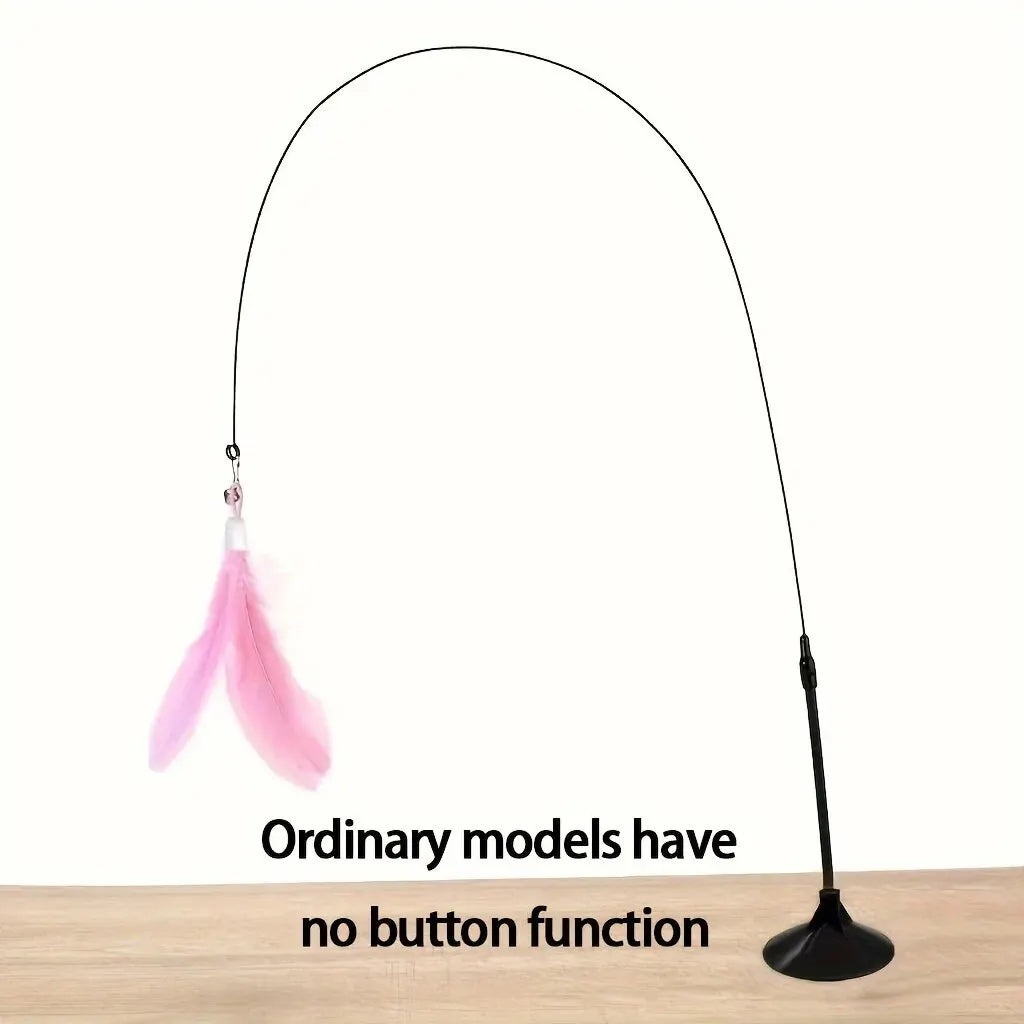 Interactive Cat Feather Wand Toy with Bell & Suction Cup