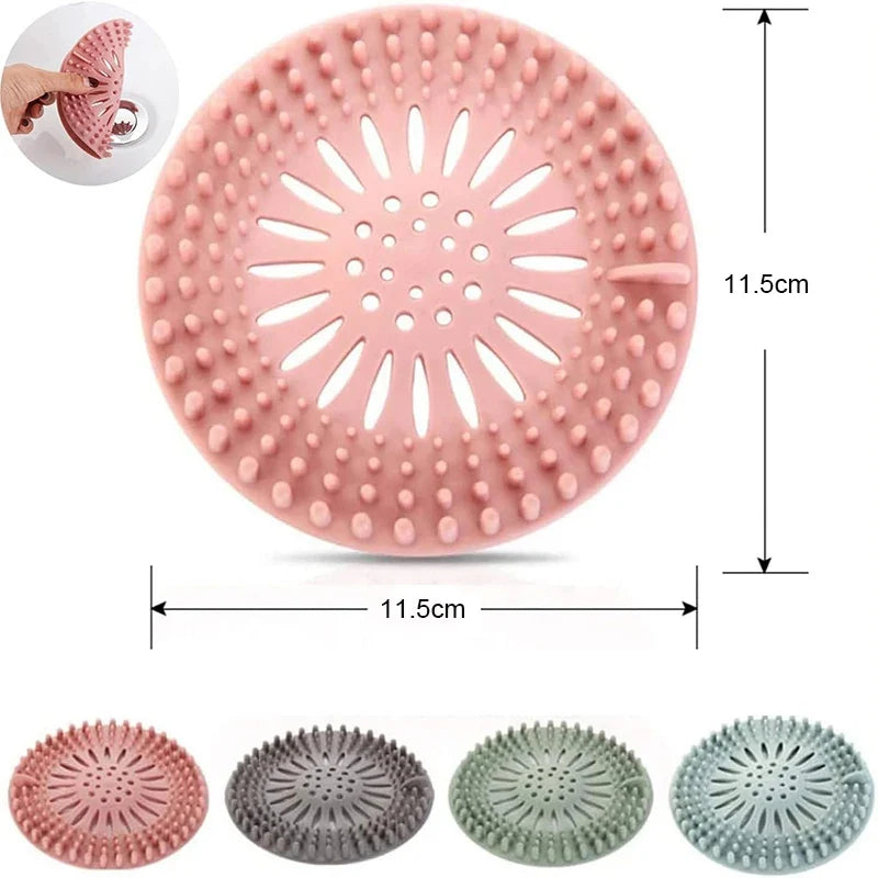 Silicone Drain Hair Catcher with Suction Cup Shower Bathtub Drain Strainer Hair Filter Drain Sink Strainer Bathroom Accessories