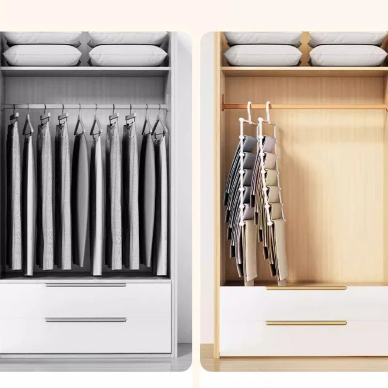 Multi-Layer Pants Hanger – Space-Saving Closet Organizer with Non-Slip Clips